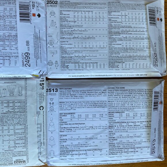 Simplicity Costume Pattern 2499 2513 2502 McCalls M4622 Bo Peep L XL UNCUT Lotx4 - Picture 11 of 12
